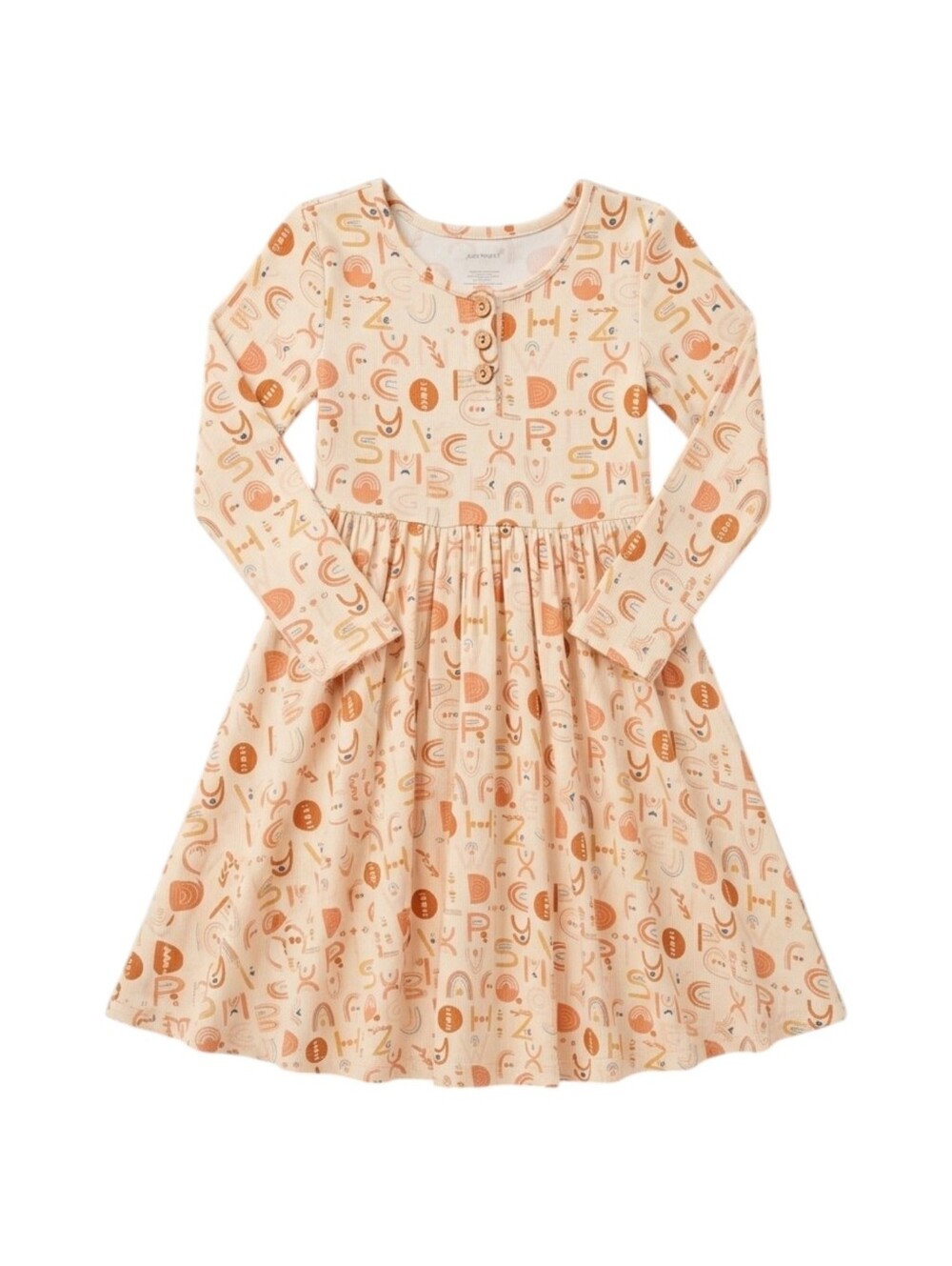 Posh Peanut Kids Alphabet Letters Cream Beige Back To School Dress Girls Size 8